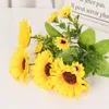 Dried Flowers 7 heads Artificial Sunflower Bouquet Silk Sunflower Fake Flower DIY Wedding Bouquets Centerpieces Arrangements Party Home Decor 231013