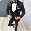 Men's Suits Custom Made Black Men Wedding For ManTuxedos Groom Peaked Lapel Velvet Vest Coat Pants Terno Blazer Masculino