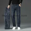 Men's Jeans Hiver marque coupe droite hommes jean polaire épais chaud affaires décontracté classique taille haute Denim pantalon coton Stretch pantalon x1013