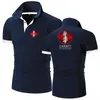 Polos masculinos kyokushin karate impresso moda homem polo camisa cor sólida manga curta verão streetwear casual respirável topos