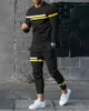 Herrspårar 2023 2 Piece Set Trousers Tracksuit 3D Printed Autumn Joers Lon Sleeve T Sirt Pants Casual Street Sport Clotes