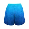 Shorts feminino azul cintura alta gradiente impressão design com bolsos primavera na moda calças curtas oversized streetwear bottoms