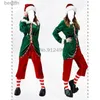 Traje temático Green Elf Girls Halloween Christmas Come Men Cos Santa Claus Ropa Vestido de fiesta Pantalones / Vestido + Tops + Sombrero + Cinturón para adultos L231013