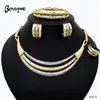 Wedding Jewelry Sets Unique Set For Women Luxury 18K Gold Plated Dubai Elegant Two Tone Necklace Earrings Party Accessories 231012