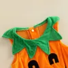 Conjuntos de ropa Traje para niños pequeños Traje Baby Girl Boy Manga larga Halloween Calabaza Estampado Tops sueltos Caída Pantalones casuales Sombrero Zapatos 231013