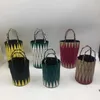 Lingge japonês original saco de fábrica estilo cesta vegetal sacos balde feminino emendado contraste cor bolsa fosco dobrável