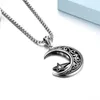 Pendant Necklaces BONISKISS Classic Retro Hollow Star And Crescent Moon Necklace Men Women Vintage Stainless Steel Amulet Jewelry Gift