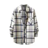 Camisetas para hombres Pimp Hombres Botón Romper Plaid Camisa de manga larga Marca de moda Moda Solapa suelta Color Tejido 2