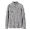 Sweat à capuche pour hommes, pulls à capuche, polos, demi-fermeture à glissière, pulls d'affaires, manches longues, col haut, pull torsadé, broderie cheval, automne x3fZ #