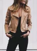 Jaquetas femininas Bomber Jacket Mulheres Vinatge Harajuku Curto Motor Casaco Inverno Feminino Moda Manga Longa Senhora Casual Zip Cropped Outerwear