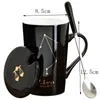 Kubki ceramiczne 12 -sekundowe kreatywne szkło z łyżką Lid czarno -złotą porcelanową zodiak mleczną filiżankę kawy napój 231013