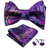 Bow Ties Self Towce For Men Silk Butterfly Męski krawat fioletowy krawat kratowy hanky mankiet mankietowy kołnierzyk zdejmowany krawat na przyjęcie weselne 231012