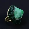 Clusterringen Natuurlijke Groene Kwarts Chalcedoon Ruwe Ruwe Peridot Vinger Verjaardag Vrouwen Sieraden Verstelbaar