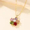 Pendanthalsband Charm Multicolor Pink Purple Red Green Stone Cherry Flower Clavicle for Women Gold Color O Chains Collar Gift