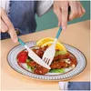 Dinnerware Sets Wheat St Tableware Set Portable Folding Tablewares Cutlery Knife Fork Spoon Chopsticks Detachable With Storage Box Hom Dhbmz