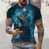 T-shirts pour hommes Vintage pour hommes Horreur Undead Skull Motif 3D imprimé à manches courtes Mode T-shirt surdimensionné Funy Casual Clothin