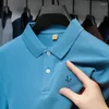 Herren-Polohemd, hochwertiges besticktes Poloshirt mit langen Ärmeln, 2023 Frühling und Herbst, Kragen, modisches, lässiges, einfarbiges T-Shirt