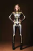 Kostium motywu 2022 Nowy szkielet czaszki cyfrowy Druk Kobiety Wąski halloweenowy kombinezon Cosplay Caster Come Zentai Bodysuit stroje T231013