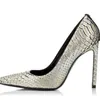 Dress Shoes 2023 Fashion Runway Women Pumps Snakeskin Pattern Slip On Thin High Heels Silver Office Lady OL Woman