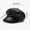 Vintage Unisex PU Leather Beret Caps Spring Autumn Hats For Women Men Black Flat Top Captain Cap Travel Cadet Hat