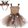 Tema Traje Veado Vem para Bebê Meninas Vestido de Natal para Crianças Halloween Vem Rena Tulle Tutu Vestido Aniversário Princesa Roupas T231013