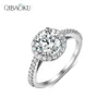 Cluster Rings Solid 14k White Gold Petite Halo Moissanite Engagement Ring For Women Luxury Jewelry With Center Round2340