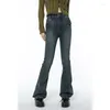 Женские джинсы, винтажные синие микро-расклешенные американские уличные брюки с эластичной резинкой и высокой талией, повседневные женские джинсовые брюки Y2K 2023