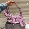 Handbags Le Cagole Girl Rivet Classic Fashion Designer Casual Bag Women Shoulder Leather Hobo Handbag Cool Crossbody Soft Top Quality Bags Purse Mirror Wallet Ae32