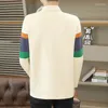 Men's Jackets Spring And Autumn Korean Style Men Patchwork Cardigan Sweater Turn-down Collar Jacket Casual Knitted Coats Male 6750