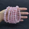 4mm 6mm 8mm10mm 12mm Natural Stone Rose Quartz Armband Gemstone Healing Power Energy Beads Elastic Stretch Stone Round Beads Armband