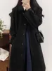 Damen Wollmischungen Herbst Winter Langer Mantel Frauen Koreanische Faux Wolljacke Weibliche Elegante Einreiher Mantel Vintage Harajuku Mäntel 231012