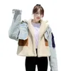 Parkas pour femmes loisirs à manches longues doublure en laine Wde taille col rabattu femmes mince Patchwork manteau en laine automne TD659 231013