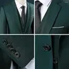 Costumes pour hommes de haute qualité vert mode coupe ajustée affaires décontracté Groomsman vêtements de mariage pantalon 3 pièces costume