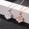 Mode Snowfakes Pendant Necklace Women S925 Cubic Zirconia Designer 925 Sterling Silver Clavicular Chain Jewelry Gifts J998 med Box