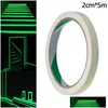 Feestdecoratie Feestdecoratie 5M Lichtgevende zelfklevende tape Sticker Poluminescent Glow In The Dark Diy Muur Fluorescerend Veiligheid Em Dhdrs