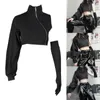 Women's Hoodies F42F Women Y2K Turtleneck Crop Tops Shrugs Casual One Shoulder Long Sleeve Shirts