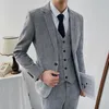 Costumes pour hommes, pied-de-poule, Style britannique, beau costume trois pièces, tenue d'affaires fine, 2023