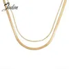 Pendant Necklaces Joolim Jewelry High End PVD Wholesale No Fade Elegant Symple Double-deck Pole-chain Stylish Stainless Steel Necklace