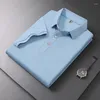 Herrpolos lyxvarumärken Kort ärm Polo Shirt Men Summer Tops Slim Korean Fashion T-Shirt Solid Business Street