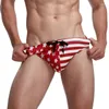 UNDUPTS Erkek Bikini Kılavuzları Amerikan bayrağı Baskı iç çamaşırı hızlı kurutma gövdeleri seksi plaj mayoları penis torbası erkek külot