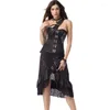 Faldas disfraces Steampunk falda gótica encaje mujer ropa alto bajo volante fiesta Lolita negro Medieval victoriano gótico Punk