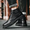 Stövlar Martin Boots Men's Autumn High Top British Style Mid Top Leather Shoes Black Work Suit Short Boots Winter 231012