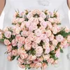 Fleurs séchées 15 tête fleur artificielle clou de girofle rose bouquet de soie accessoires décoration de mariage pour la fête à la maison fausse fleur fournitures artificielles 231013