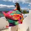 Écharpes colorées plumes tourisme crème solaire écharpe femme été mince style ethnique enveloppé sur l'épaule avec 180x90cm