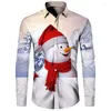 Chemises habillées pour hommes 2023 Elk de Noël Père Noël Bonhomme de neige Chemise pétillante Style de mode Designer Design Manches longues Tops Plus