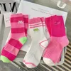 Chaussettes Bonneterie Coton Femmes Chaussettes Longues Tube Moyen Coréen Blanc Respirant Loisirs Filles Broderie Mâle Chaussette Printemps Été Rayure Femme Mignon 231012