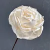 장식용 꽃 흰색 나무 칩 장미 수제 웨딩 웨딩 꽃가루 DIY 장식 손으로 염색 한 플로레스 10cm 홈 스토어 장식을위한 직경