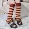 Chaussettes Y2k Goth Lolita rayées pour femmes, gothique japonais, longues, automne hiver, poignets tricotés, chauffe-cheville