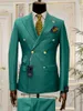 Herenkostuums Lichtblauw Rood Groen Double Breasted Slim Fit Mannen Pak Bruiloft Smoking Bruidegom Business Party Prom Man Blazer Kostuum Homme