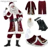 Kostium motywu Red Deluxe Velvet Fancy Fancy 8pcs Zestaw Xmas Party Man Rodzina Dzieci Come Chatmas Santa Claus Suit Adult Christmas Cosplay Come T231013